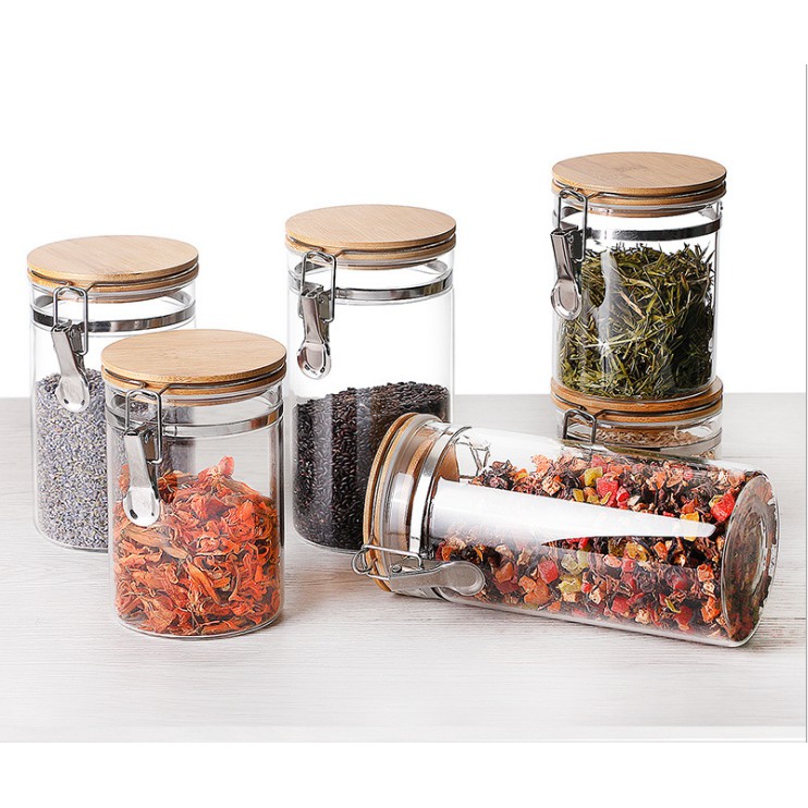 Lọ thủy tinh nắp gỗ B02 1200ml